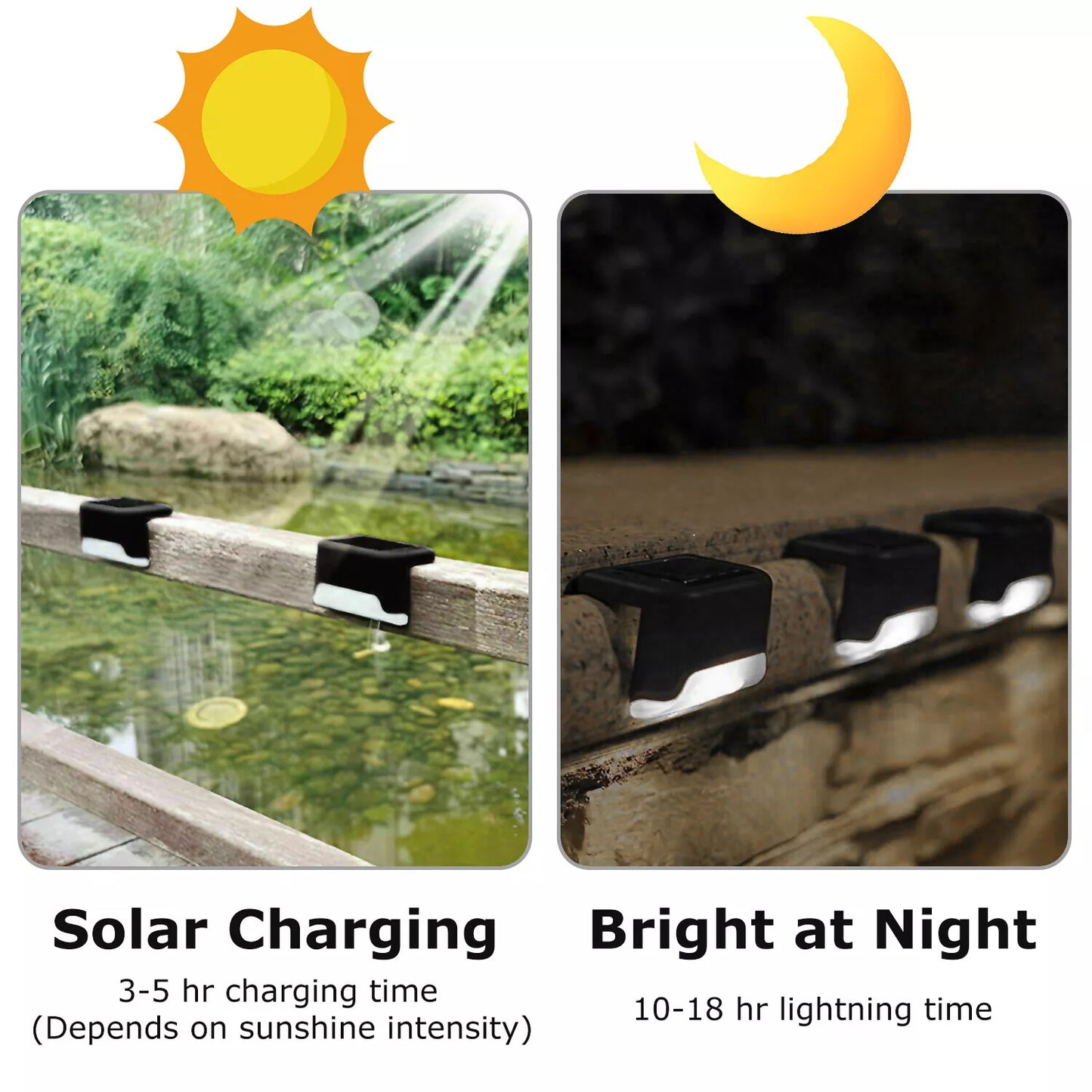 4 Solar LED Bright Deck Lights Outdoor Garden.